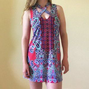 Pink Paisley Keyhole Comfy Summer Dress